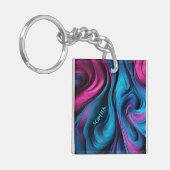 Modernes Geschenk für Ihr Blau und Rosa- Schlüsselanhänger (Vorderseite links)