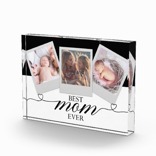 Modernes Geschenk für Mama Script Herzfoto Collage Fotoblock (Rechts)