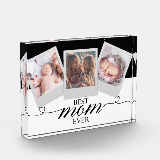 Modernes Geschenk für Mama Script Herzfoto Collage Fotoblock (Links)