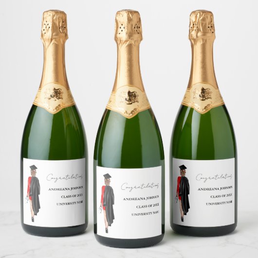 Modernes Geschenk für Minimalistische Abschlüsse Schaumweinetikett (Flaschen)