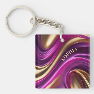 Modernes Geschenk für Sie - Lila Rosa und Gold - Schlüsselanhänger