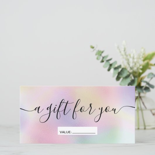 Modernes Geschenkgutachten für Perlholografie (Stehend Vorderseite)