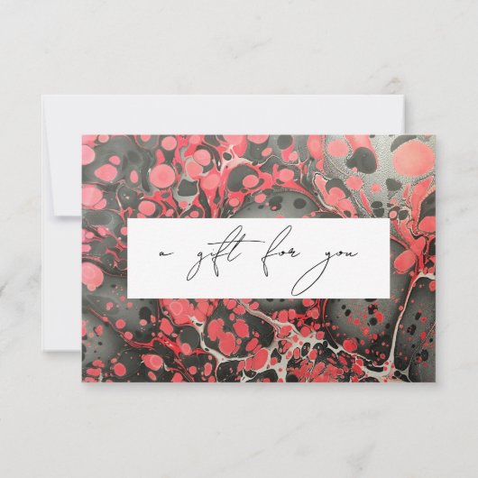 Modernes Geschenkgutschein Black Red Marble (Rückseite)