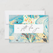 Modernes Geschenkgutschein Blue Marble Script (Rückseite)