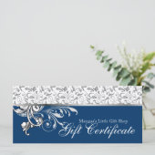 Modernes Geschenkgutschein Einzelhandel Blumennavy (Stehend Vorderseite)