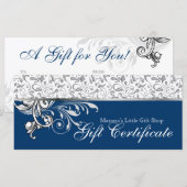 Modernes Geschenkgutschein Einzelhandel Blumennavy (Vorne/Hinten)