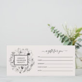 Modernes Geschenkgutschein für botanische Pinselst (Stehend Vorderseite)