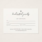 Modernes Geschenkgutschein für ein minimales Herz (Rückseite)