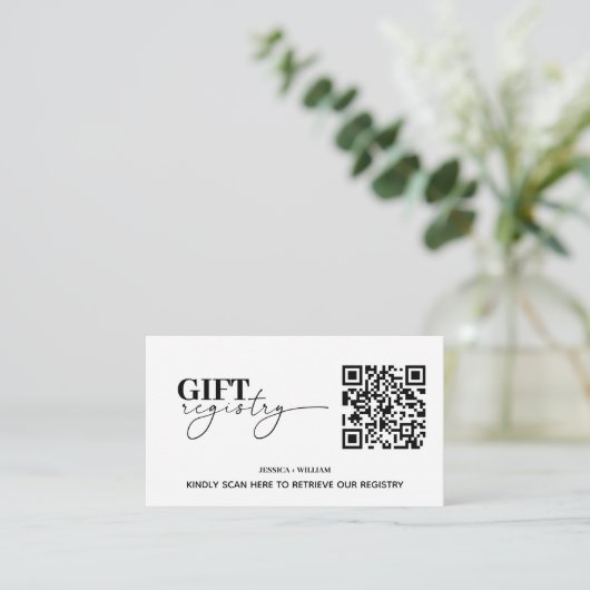 Modernes Geschenkregister | Hochzeitregister QR-Co Begleitkarte (Stehend Vorderseite)