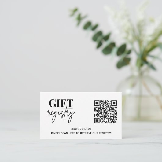 Modernes Geschenkregister | Hochzeitregister QR-Co Begleitkarte (Stehend Vorderseite)