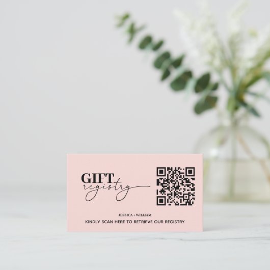 Modernes Geschenkregister | Hochzeitregister QR-Co Begleitkarte (Stehend Vorderseite)