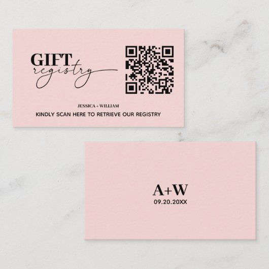 Modernes Geschenkregister | Hochzeitregister QR-Co Begleitkarte (Vorne/Hinten)