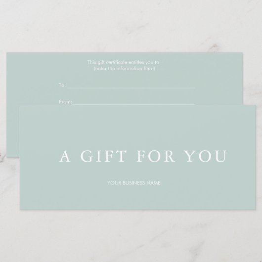 Modernes Geschenkzertifikat (Vorne/Hinten)