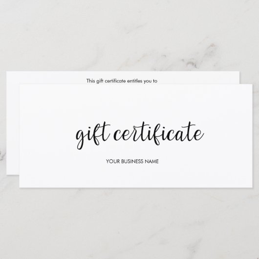 Modernes Geschenkzertifikat (Vorne/Hinten)