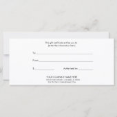 Modernes Geschenkzertifikat (Rückseite)