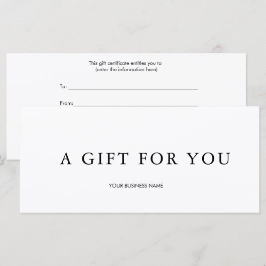Modernes Geschenkzertifikat (Vorne/Hinten)