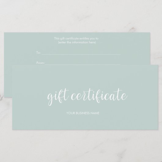 Modernes Geschenkzertifikat (Vorne/Hinten)