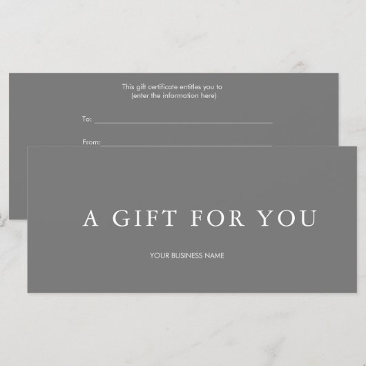 Modernes Geschenkzertifikat (Vorne/Hinten)