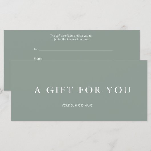 Modernes Geschenkzertifikat (Vorne/Hinten)