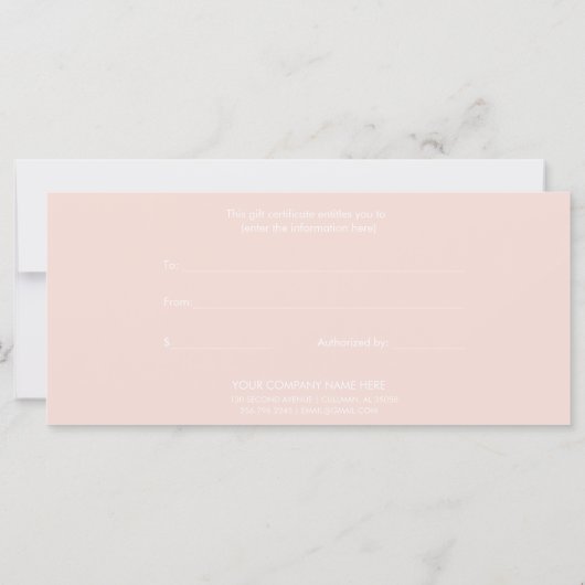 Modernes Geschenkzertifikat (Rückseite)