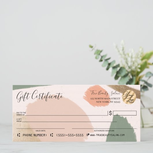 Modernes Geschenkzertifikat "Abstrakt Earth Tones  (Stehend Vorderseite)