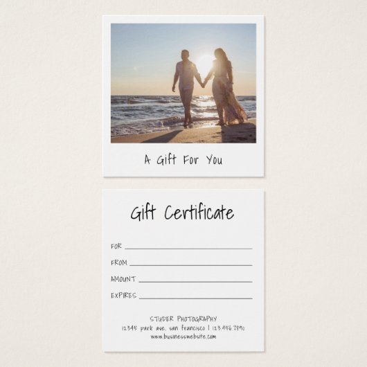 Modernes Geschenkzertifikat für Minimalistische Fo (Vorne & Hinten)