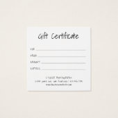 Modernes Geschenkzertifikat für Minimalistische Fo (Rückseite)
