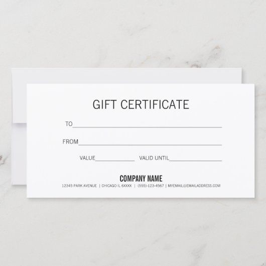 Modernes Geschenkzertifikat für Minimalistisches W (Rückseite)