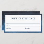 Modernes Geschenkzertifikat für Navy Blue Business (Vorne/Hinten)