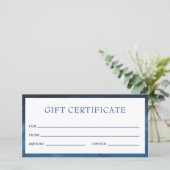 Modernes Geschenkzertifikat für Navy Blue Business (Stehend Vorderseite)