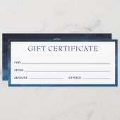 Modernes Geschenkzertifikat für Navy Blue Business (Vorne/Hinten)