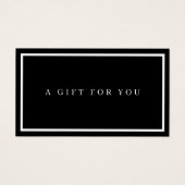 Modernes Geschenkzertifikat Minimalistisch Schwarz (Vorderseite)