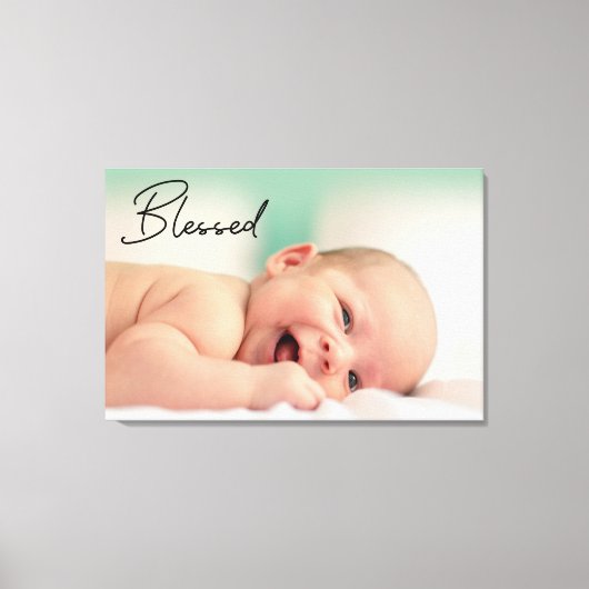 Modernes, gesegnetes Script-Baby-Foto Leinwanddruck (Vorderseite)