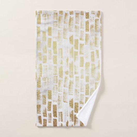 Modernes gestörtes Goldenes Muster - Vertikale Sch Badhandtuch Set (Handtuch)