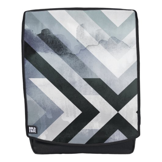 Modernes, gestörtes Grunge Geometric Gray Design Rucksack (Vorderseite)