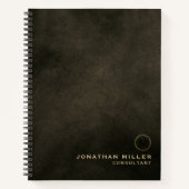 Modernes, gestörtes Leder-Hartgoldmonogramm Notizblock (Vorderseite)