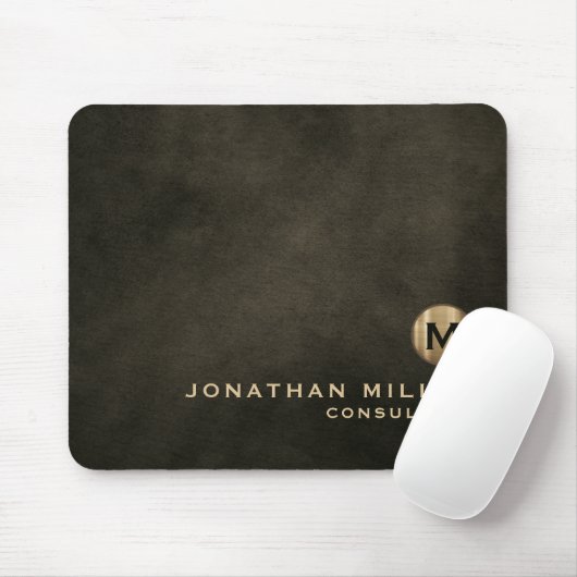 Modernes, gestörtes Ledergoldmonogramm Mousepad (Mit Mouse)