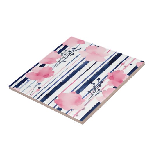 Modernes gestreiftes Blumenmuster Fliese (Seite)