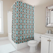 Modernes gestreiftes Ikat-Muster - Aquamarin-braun Duschvorhang (Beispiel)