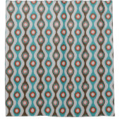 Modernes gestreiftes Ikat-Muster - Aquamarin-braun Duschvorhang (Vorderseite)