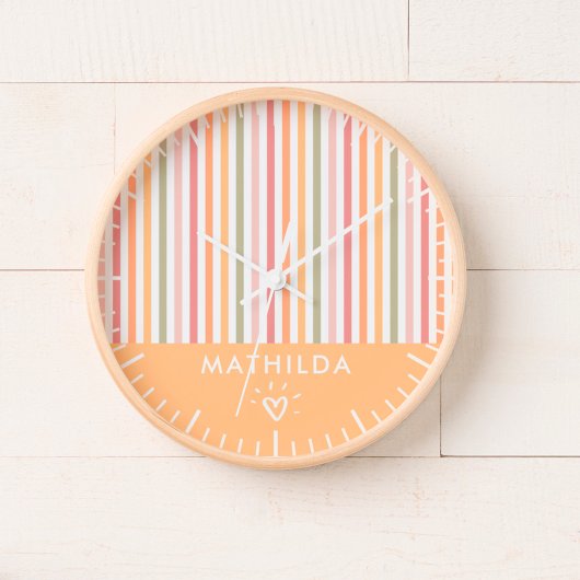 Modernes gestreiftes Kinderzimmer Uhr