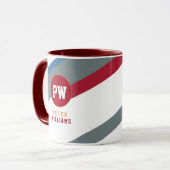 modernes gestreiftes Monogramm Tasse (Vorderseite Links)