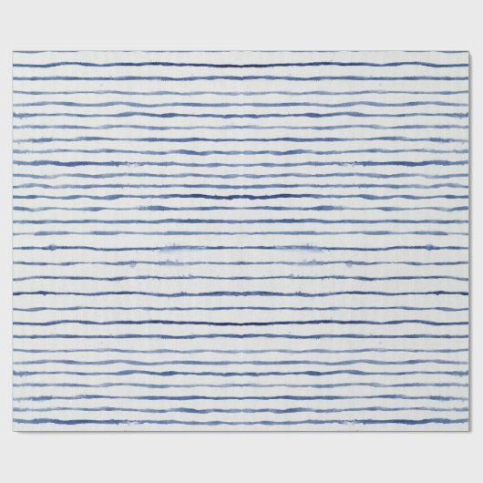 Modernes gestreiftes Muster Blau und Weiß Geschenkpapier (Flach)