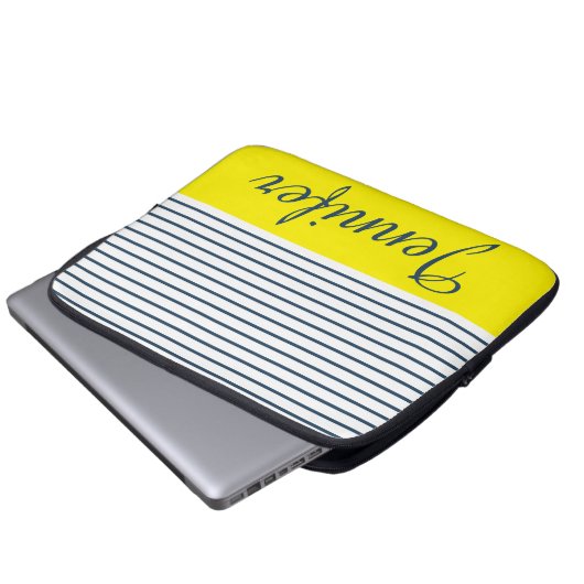 Modernes gestreiftes Muster Laptopschutzhülle (Vorne Knopf)