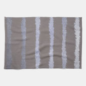 Modernes gestreiftes silber- und grau taupe metall geschirrtuch (Horizontal)