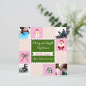 Modernes gestreiftes Weihnachtsflach-Foto Feiertagskarte (Stehend Vorderseite)