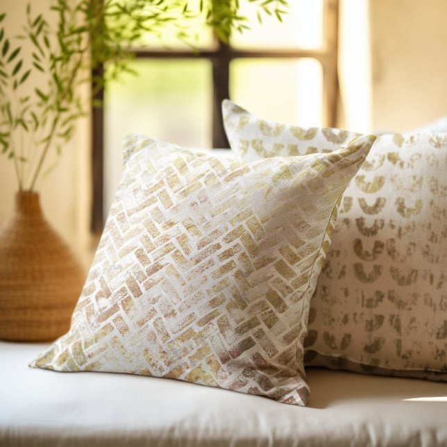 Modernes gestresstes Goldmuster - Herringbone Kissen (Von Creator hochgeladen)