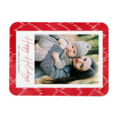 Modernes gestrichenes Rotes Foto Magnet (Horizontal)