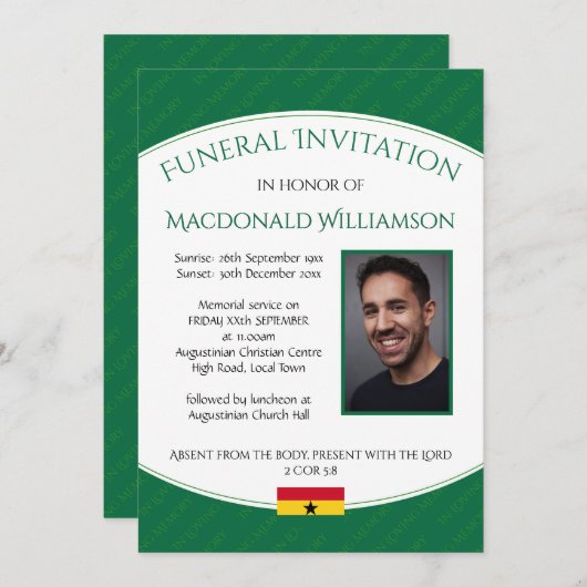 Modernes GHANA FUNERAL INVITATION Memorial Foto Einladung (Vorne/Hinten)