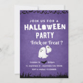Modernes Ghost-Begegnung Lila Halloween-Party Einladung (Vorderseite)